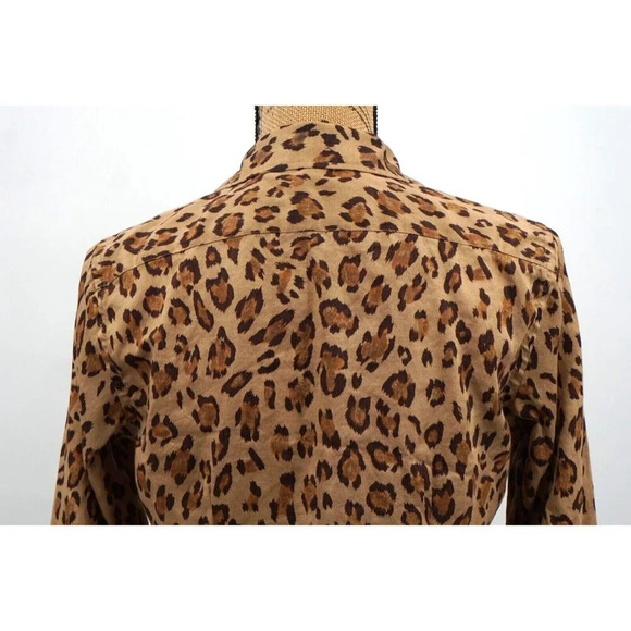 Lauren Ralph Lauren Shirt Women Small Petite Animal Print Button Up 100% Cotton - Picture 7 of 10